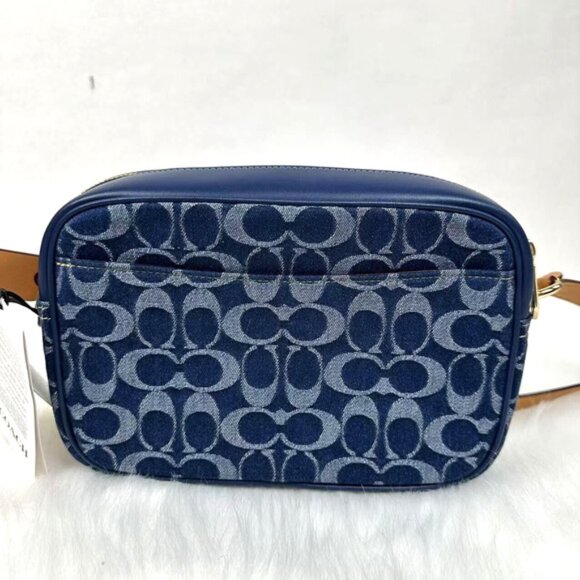 Coach Jamie Camera Bag In Signature Denim & Leather With Cherry Charm - Picture 9 of 12